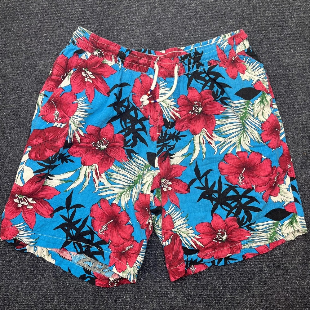 Vintage JOGAL Floral Bermuda Shorts Mens 2XL Blue Hawaiian Elastic Waist